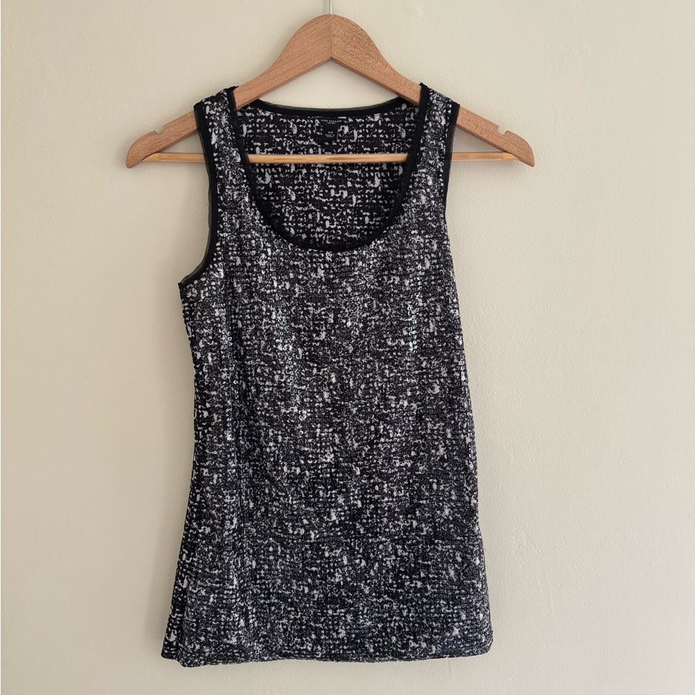 XS Ann Taylor Black and White Sequin Tank Top